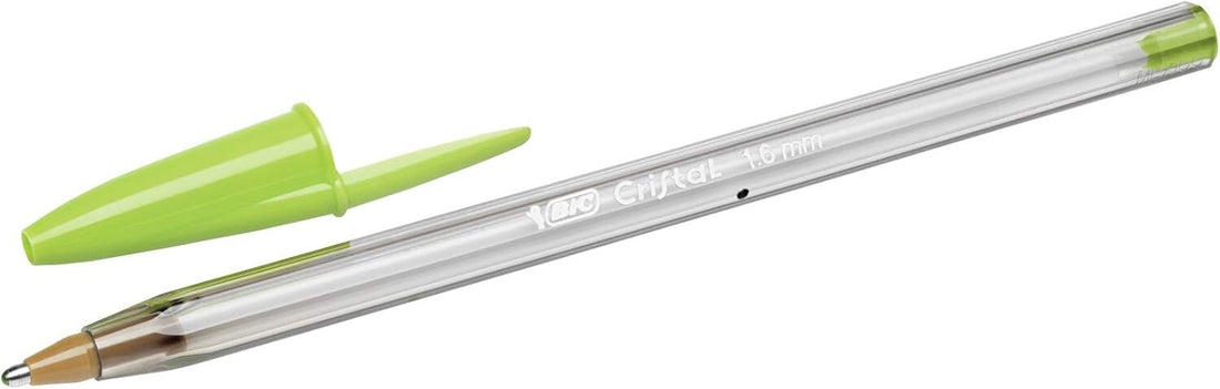 BIC Cristal Fun Ball Pens Lime Green Ballpoint Pens Wide 1.6mm Tip 20-Pack