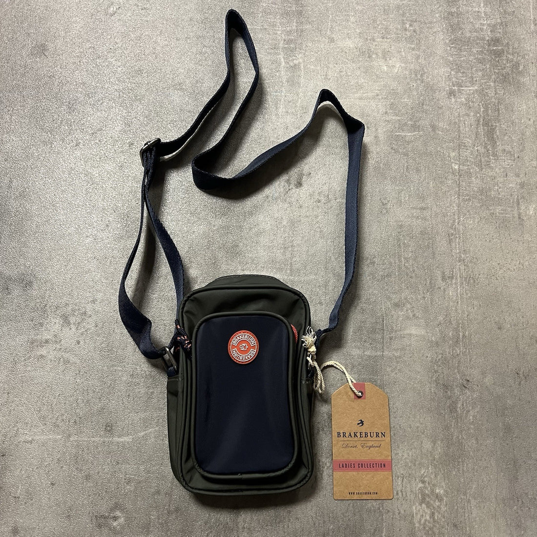 Brakeburn Ladies Small Crossbody Bag, Khaki / Coral / Navy