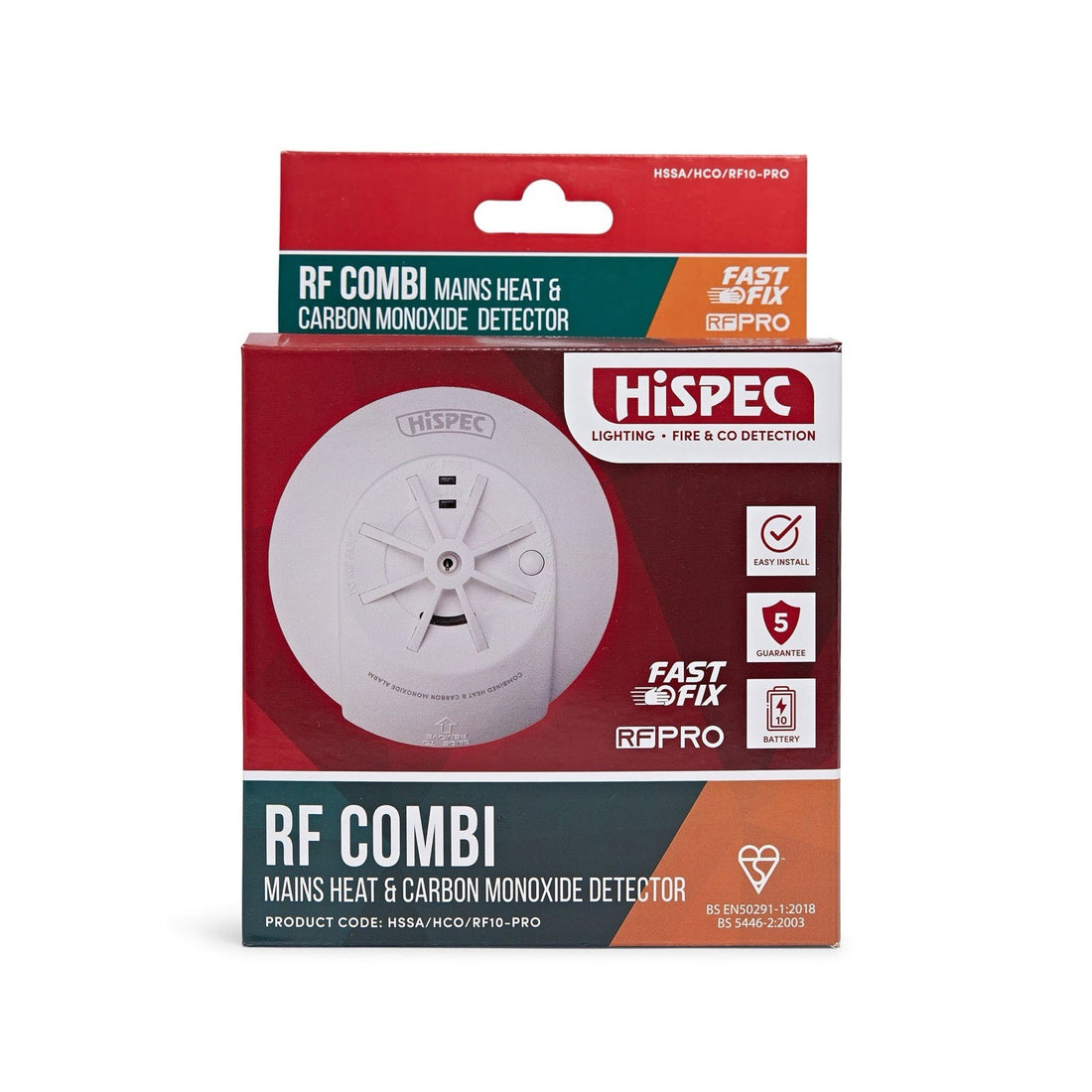 Hispec RF COMBI Mains Heat & Carbon Monoxide Detector HSSA/HCO/RF10-PRO
