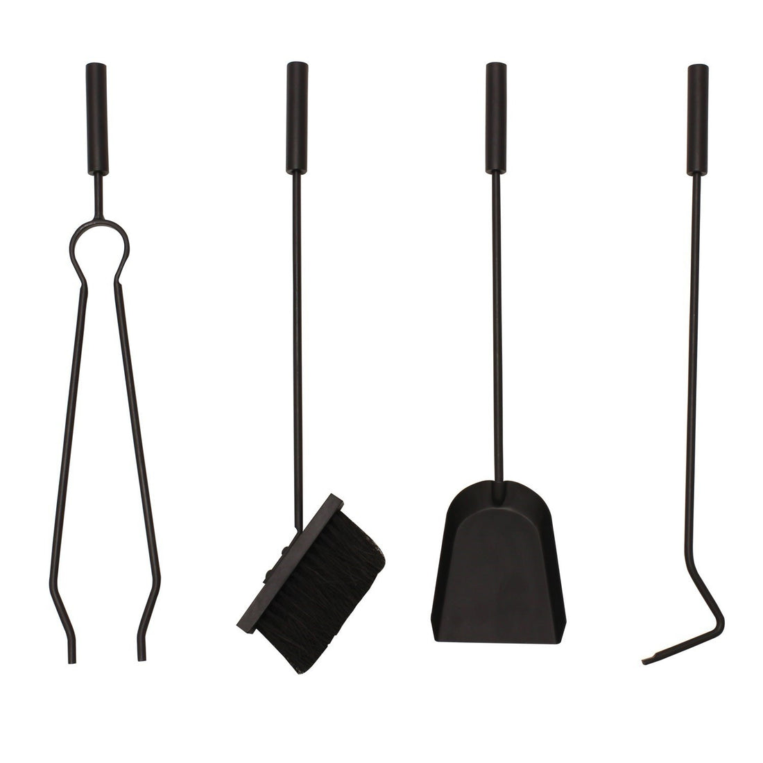 Fire Companion Set Fireside Cast Iron Fireplace Poker Brush Tongs - JVL Lambeth