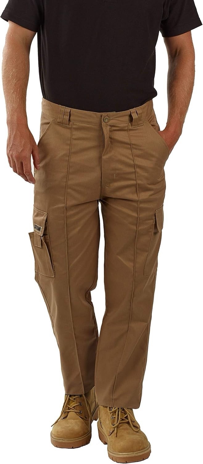 Site King Original Mens Cargo Combat Khaki Work Trousers