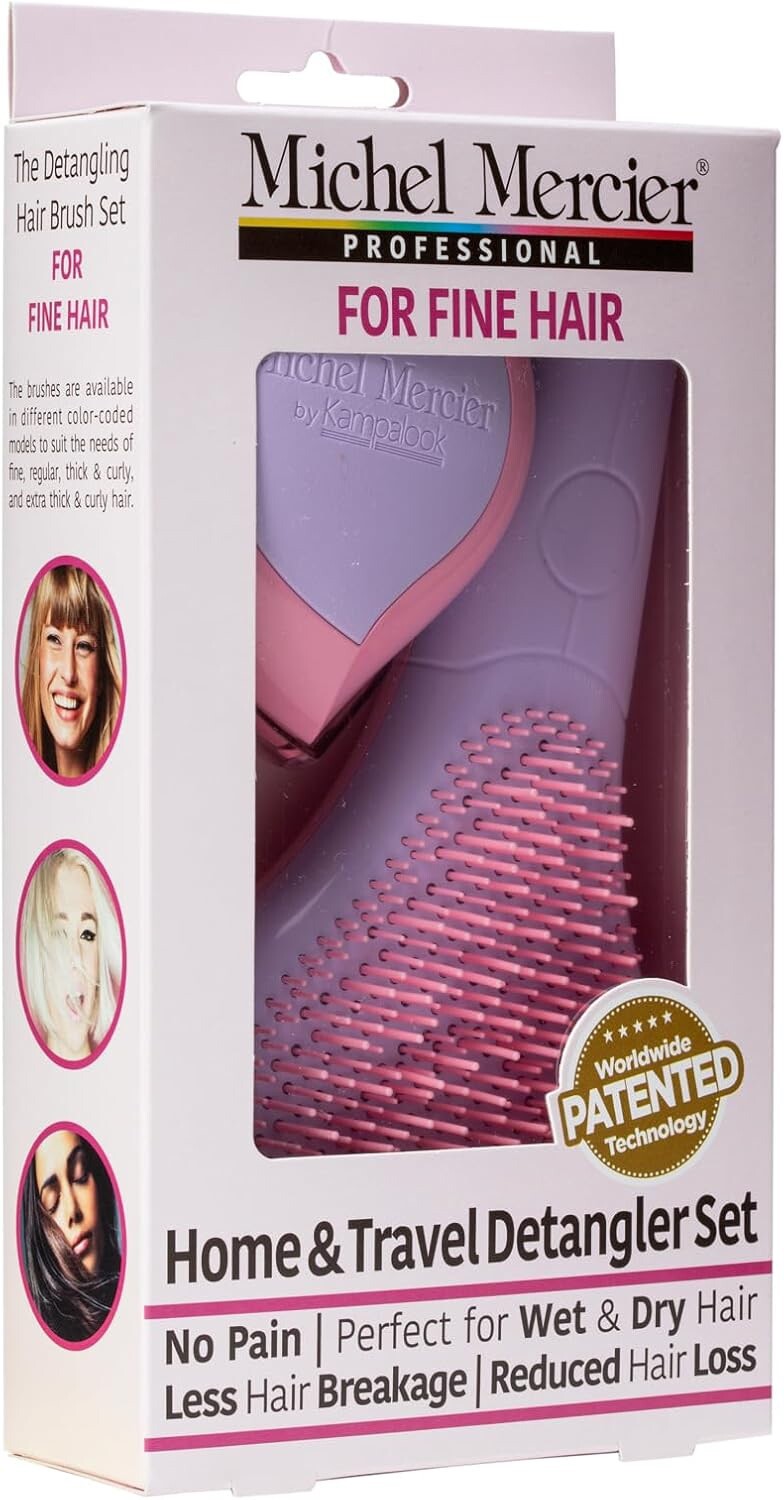 Michel Mercier Detangler Set - 2pcs Home & Travel - For Fine Hair