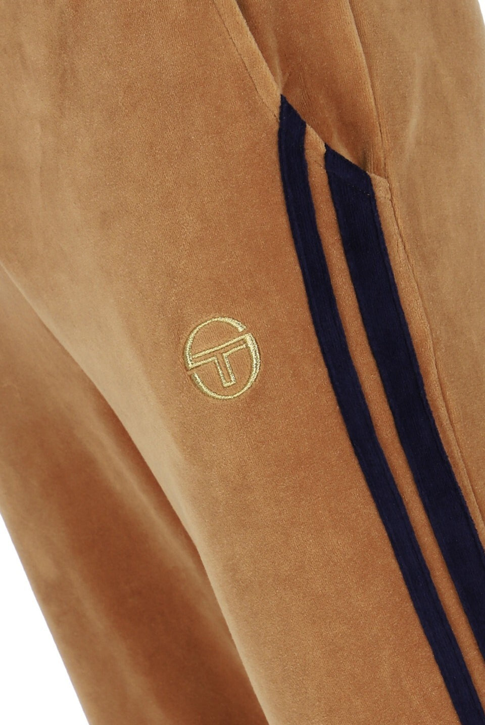 Sergio Tacchini Men's Damarindo Velour Track Joggers Suit Almond / Maritime Blue