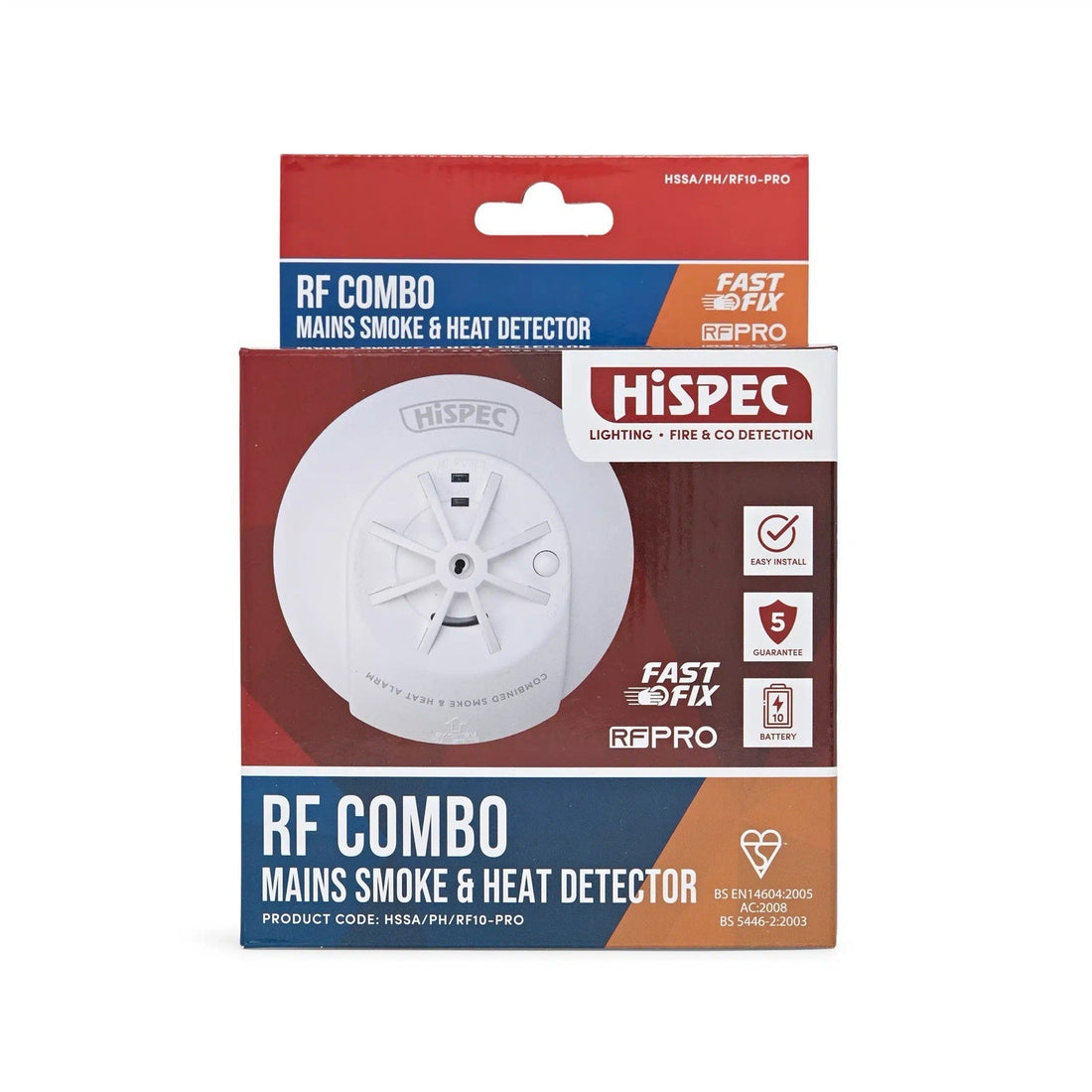 HiSpec HSSA/PH/RF10-PRO RF Combo Fast Fix Mains Wired Smoke & Heat Detector
