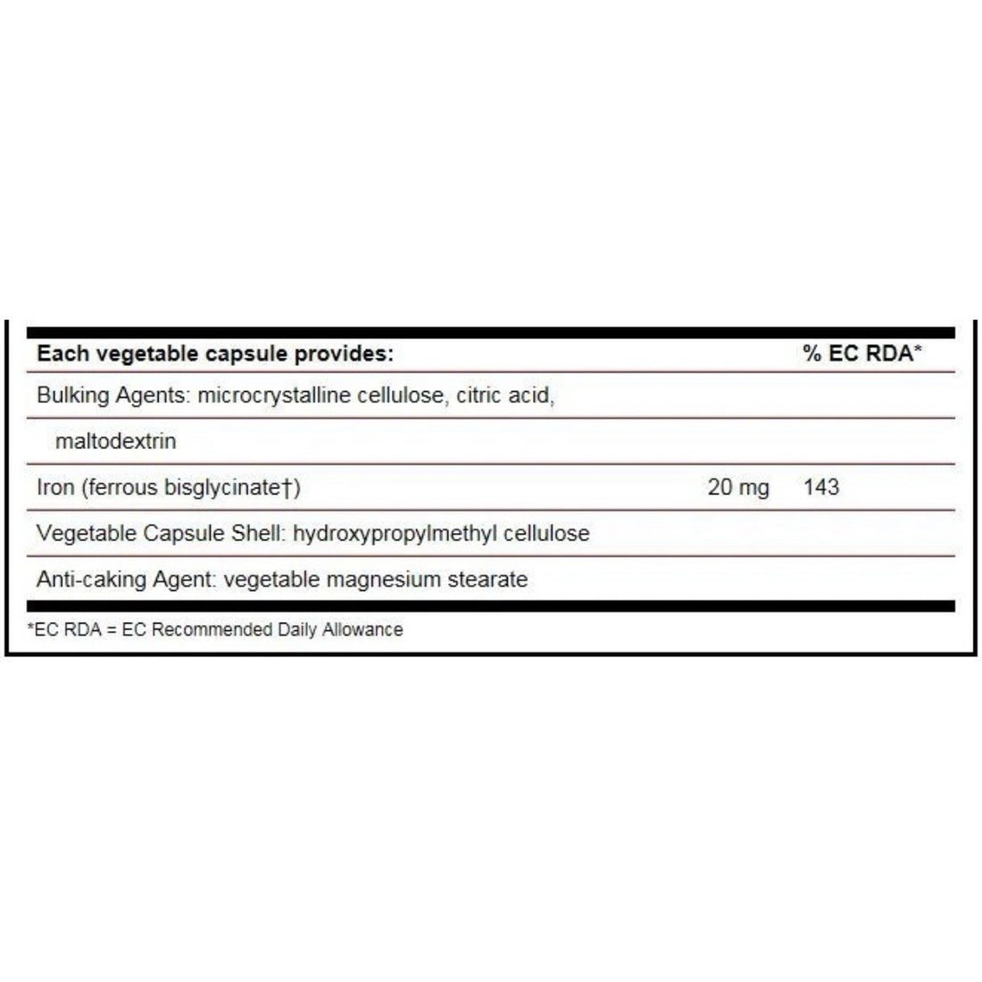 Solgar Gentle Iron (Iron Bisglycinate) 20mg - 180 Vegetable Capsules