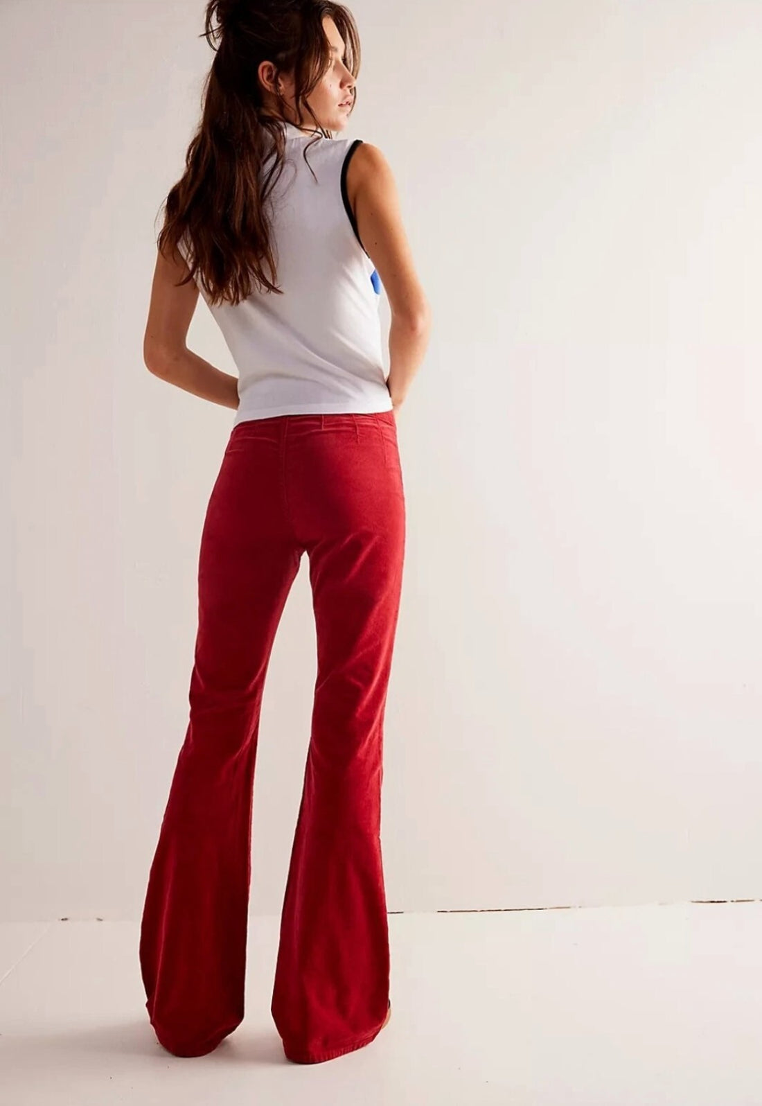 Free People We The Free Jayde Flare Cord Jeans Red RRP £88