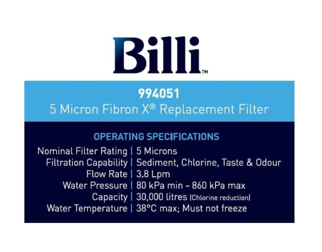 Genuine Billi Replacement 994051 Filter