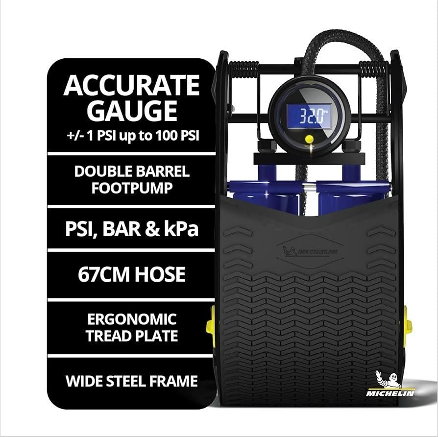 Michelin Foot Pump Double Barrel Digital Gauge