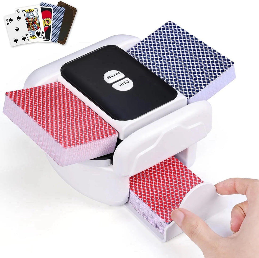 Automatic Card Shuffler Machine USB Rechargeable For 1-2 Decks Low Noise Poker