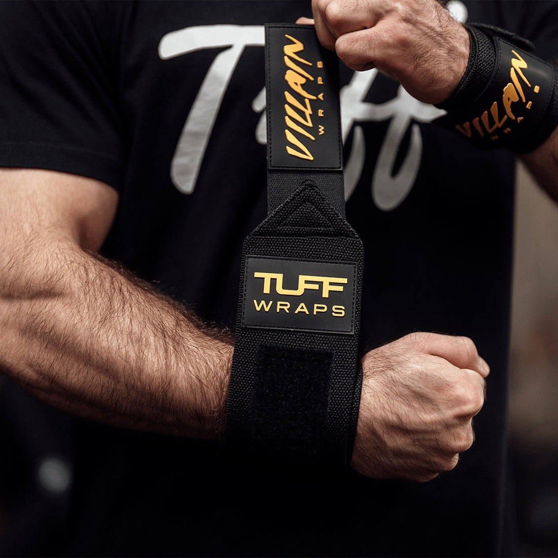 Tuff Wraps 16" Villain Wrist Wraps - Black & Gold - Olympic Bodybuilding Gym