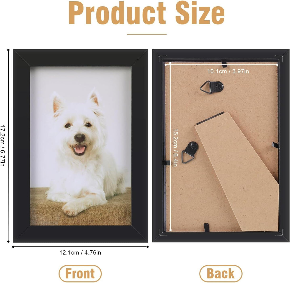 4 Pack Photo Picture Frame Black 6" x 4" - Hanging - Standing
