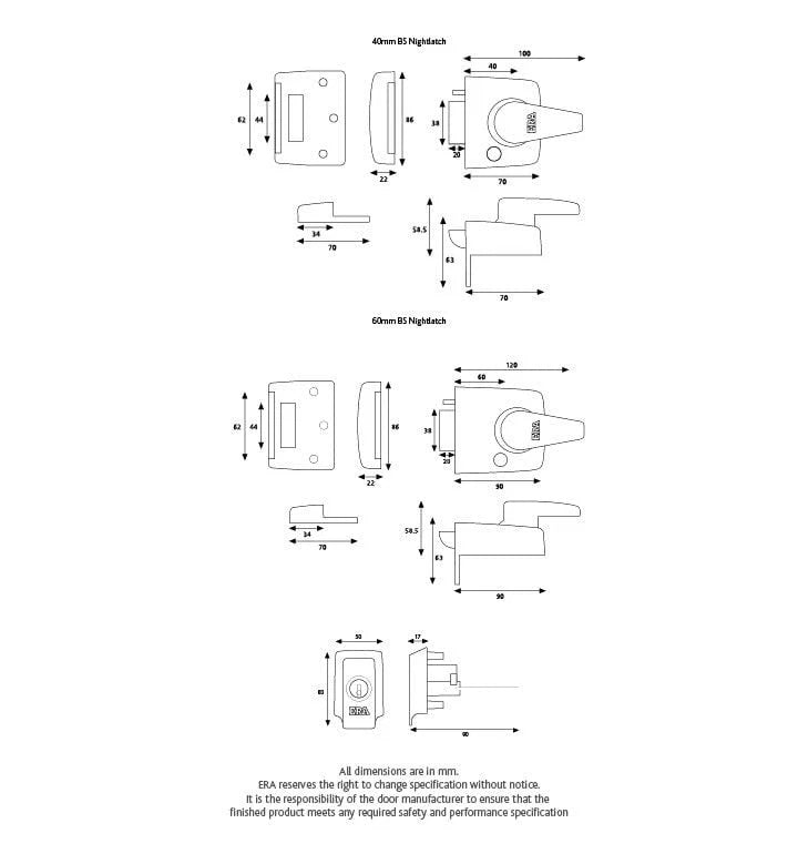 British Standard 60mm Nightlatch Backset Satin Chrome High Security