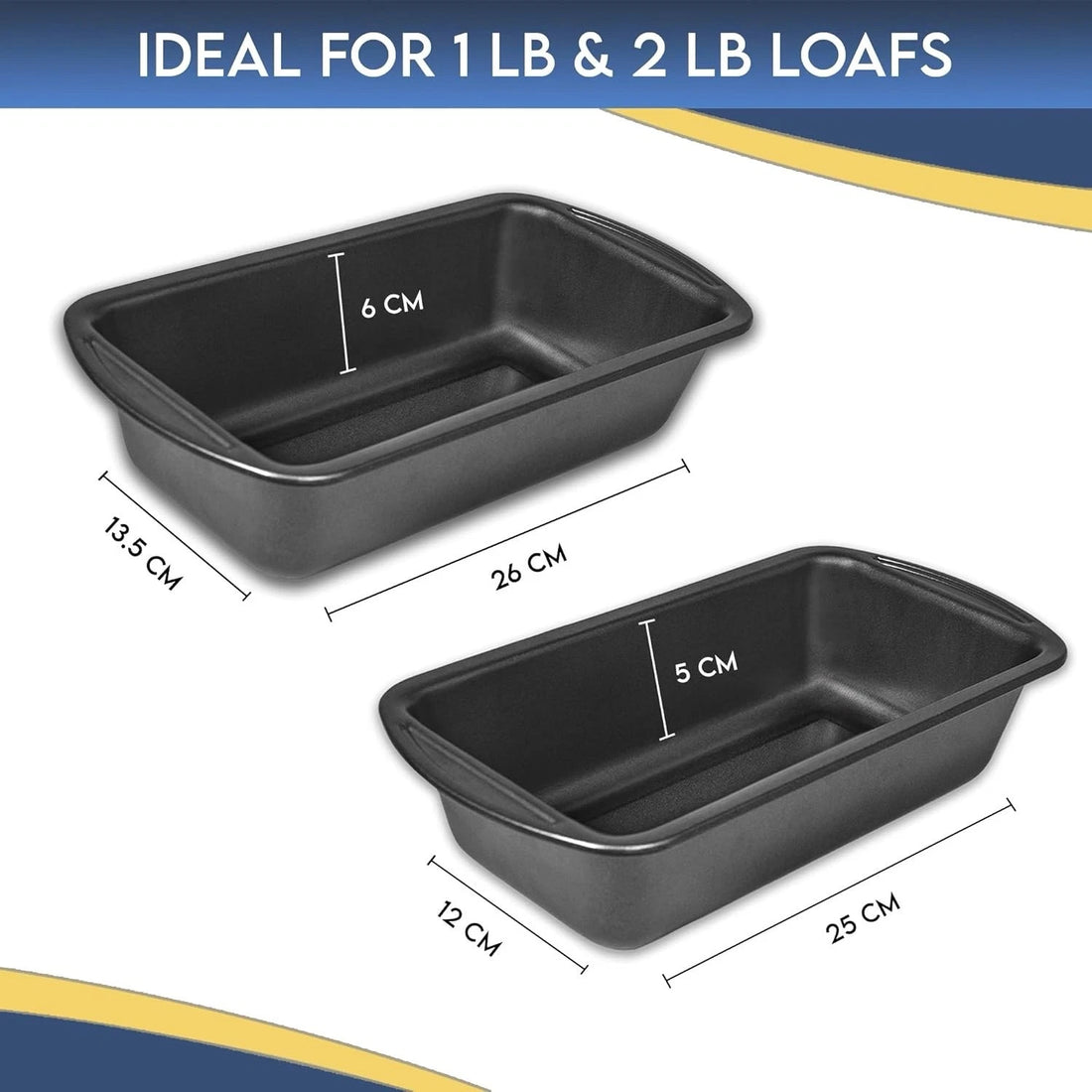Jovoma Loaf Tin Delight - Nonstick Bread Tins and Loaf Pans Duo (1lb & 2lb)