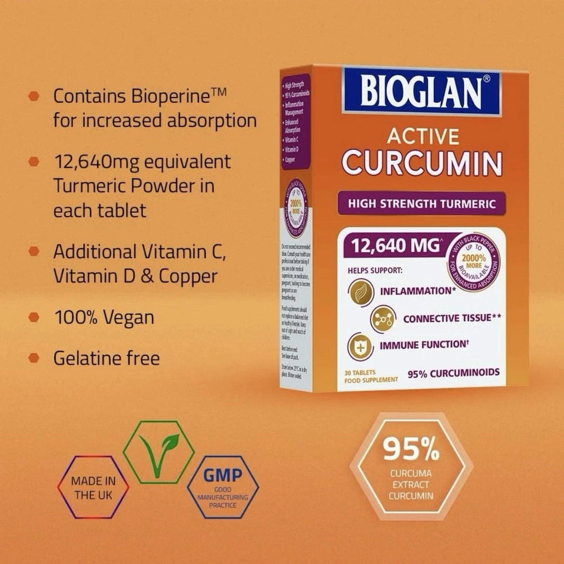 Bioglan Active Curcumin High Strength Turmeric Extract 30 Capsules - 1 Month